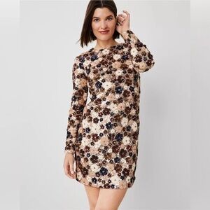 NWT Ann Taylor Floral Long Sleeve Sequin Dress